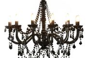 Chandelier with Beads Black 12 x E14 Bulbs