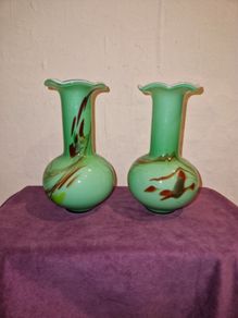 Vintage matching pair of glass vases
