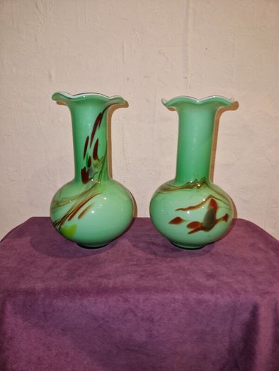 Vintage matching pair of glass vases