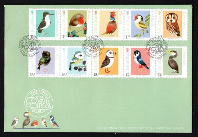 2016 Isle of Man Matt Sewell's Birds Commemorative Stamps First Day Cover (FDC)