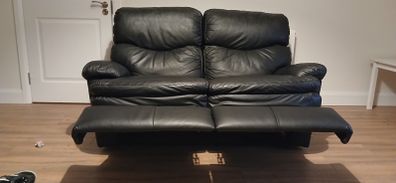 Rubelli black Italian leather 2-seater recliner sofa
