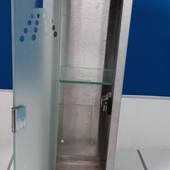 Modern stainless steel wall cabinet with frosted glass