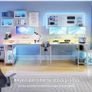 Gaming Desk with LED Lights & Power Outlets, Reversible Image 2