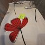 Floral Eyelet Curtains. Red, Grey & Black. 2 Matching Pairs Image 2