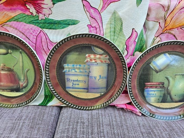 Set of 4 Peter Stanier Fine China Decorative Plates Staffordshire England Rustic Kitchen Still Life