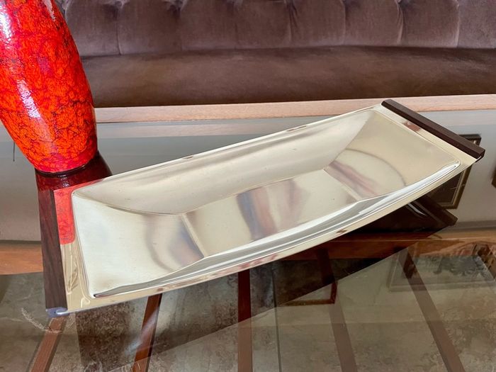Mid Century Modern Stainless Steel Canoe Tray Danish Lundtofte DKF 1960s