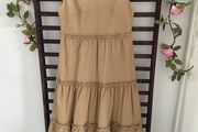 dress size 12 v neckline dress beige tiered dress