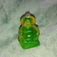 two inch high green Buddha