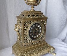 Ornate Antique Mantle Clock Solid Brass circa 1900s Working Beautiful solid