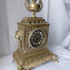 Ornate Antique Mantle Clock Solid Brass circa 1900s Working Beautiful solid