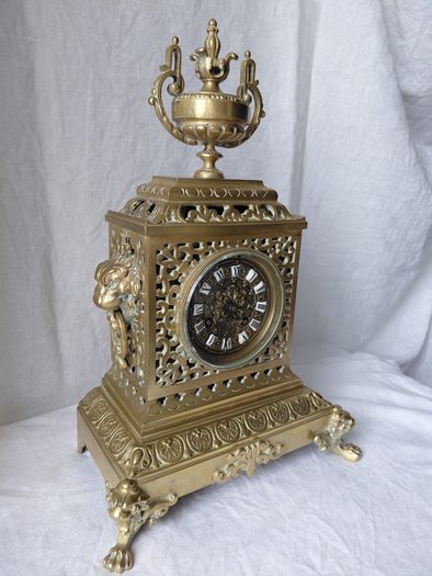 Ornate Antique Mantel Clock Solid Brass circa 1900s Working Beautiful solid