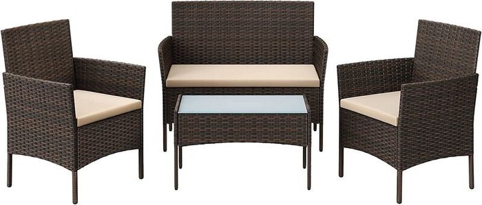 4-Piece Rattan Garden Chair Furniture Set