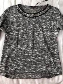 Charcoal embellished Top BNWT