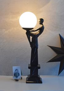 Exclusive Art Deco Lamp with Spherical Shade Femme Fatale