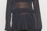 NOISY MAY Stunning Black Metallic Top Size M!