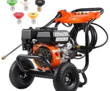 Gas Pressure Washer, 3500 PSI 10L/min, 2.6 GPM Gas Powered Pressure Washer with Aluminum Pump, Spray Gun and Extension Wand, 5 Nozzle Set, for Cars, Fences, Homes, Driveways, Patios, Furniture