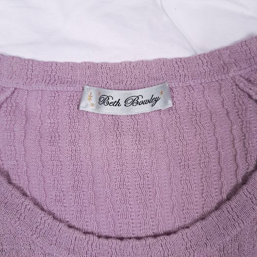 Beth Bowley Mauve Purple Knit Henley Top with Side Tie Size XS/S