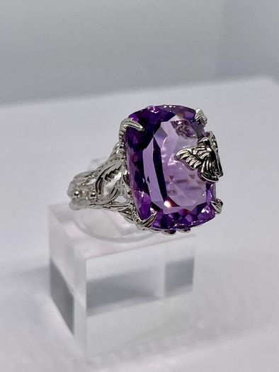 Silver Pink Amethyst Nature Ring