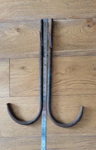Pair of hand forged barn hooks