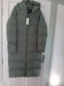 Opus Hubina Longline Puffer Coat - Sage Green - Size 38 UK 12 - BNWT RRP 240