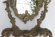Vintage ornate brass dressing table mirror
