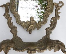 Vintage ornate brass dressing table mirror