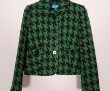 Marks & Spencer Black Green Geometric Textured Wool Blend Short Jacket Petite 10UK/38EU