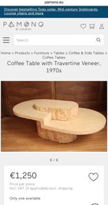 Coffee Table with Travertine Veneer, 1970s