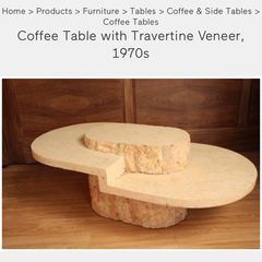 Coffee Table with Travertine Veneer, 1970s