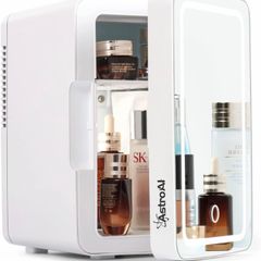 8 Can Skincare Fridge, AC/DC Portable Beauty Fridge for Skincare, Cosmetics, Bedroom Mirror & Light (MULTIPLE SIZES)