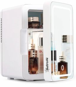 8 Can Skincare Fridge, AC/DC Portable Beauty Fridge for Skincare, Cosmetics, Bedroom Mirror & Light (MULTIPLE SIZES)