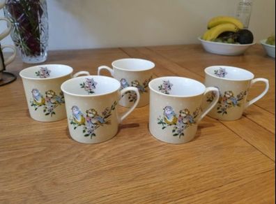 Set Of 5 Katie Alice Bird Design Cups