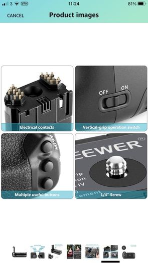 Neewer Battery Grip for Canon 70d/80d/90d