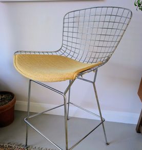 Pair of Bertoia style wire bar stool