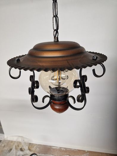 Vintage French Copper 1970s ceiling light