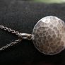 Vintage Sterling Silver 925 Pendant Hammered Round Pendant and Necklace Image 7