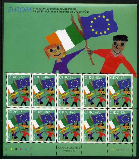 2006 Ireland Europa Commemorative Stamp Sheetlet Plate 1A1A1A1A Mint Never Hinged (MNH)