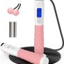 Skipping Rope Adult Fitness, Digital Speed Jump Rope with Counter [Ropeless for Indoor Use] for Women Men and Kids, Weighted Handles, Adjustable Rope, Exercise Equipment for Crossfit Boxing (FREE SHIPPING) Image 2