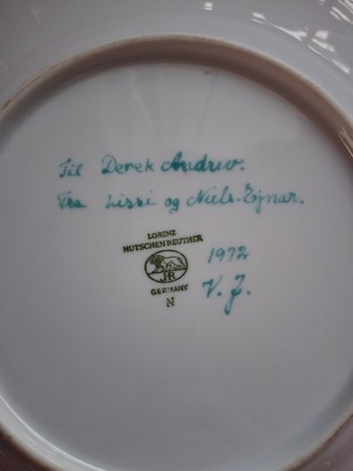 2 x Vintage ORIGINAL Hutschen Reuther Porcelain  Plates Walt Disney Cartoon  Animation  1972