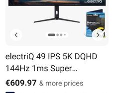 New in box electriQ 49 IPS 5K DQHD curved gaming monitor