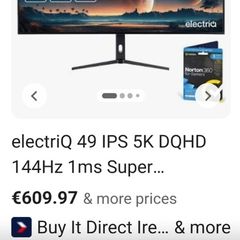 New in box electriQ 49 IPS 5K DQHD curved gaming monitor