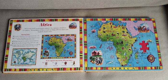 Seven continents of the world educational jigsaw book