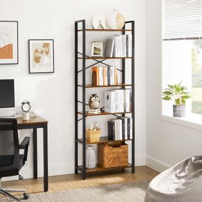 Narrow bookcase 6 levels shelves
