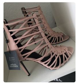 ZARA Open Toe Nude LEATHER high heels