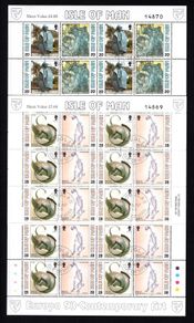 1993 Isle of Man Europa (Contemporary Art by Bryan Kneale) Commemorative Stamp Sheetlet Fine Used with Douglas cancel