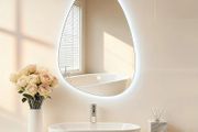 Bathroom Mirror with LED Lights,Electric Vanity Mirror with Backlit Lights, Asymmetrical, Wall Mounted Dimmable 3 Color Lighting, IP54, Vertically Only