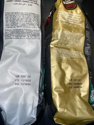 Cafe Vergnano espresso whole coffee beans 1000 g bags