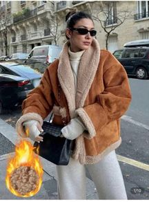 Reduced Shein Faux Fur and Faux Suede Short Jacket UK 12-14