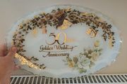 Glass platter 50 years Golden Wedding