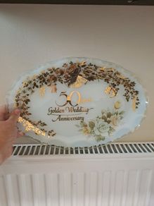Glass platter 50 years Golden Wedding